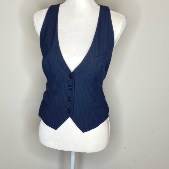 EUC Gap Navy Blue Pin Stripe Vest S - Picture 2 of 8